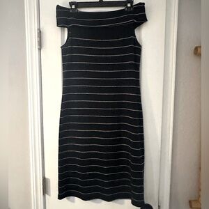 Lauren Ralph Lauren black w silver stripes dress